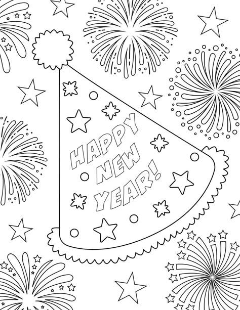 Let your children ring in the new year with these fun and free New Year coloring pages for 2024! From dazzling party hats to clocks ticking down to midnight, there are Happy New Year coloring sheets for kids of all ages, including toddlers, preschoolers, older kids, and teens. Whether you want to use these at home, in the classroom, or at holiday parties, these new year printables make a great first-of-the-year activity for kids of different ages! Happy New Year 2024 Coloring Pages, Happy New Year Kindergarten Activities., Happy New Year Coloring Pages For Kids Free Printable, Happy New Year Coloring Pages For Kids, 2024 Coloring Page, New Year Coloring Pages Free Printable, 2025 Coloring Pages, New Years Coloring Pages For Kids, New Years Eve Coloring Pages