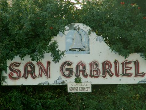 SanGabrielSign Valley Aesthetic, San Gabriel Mission, Canyon City, Blue Banisters, San Gabriel Mountains, San Gabriel Valley, California History, Vintage Neon, San Gabriel