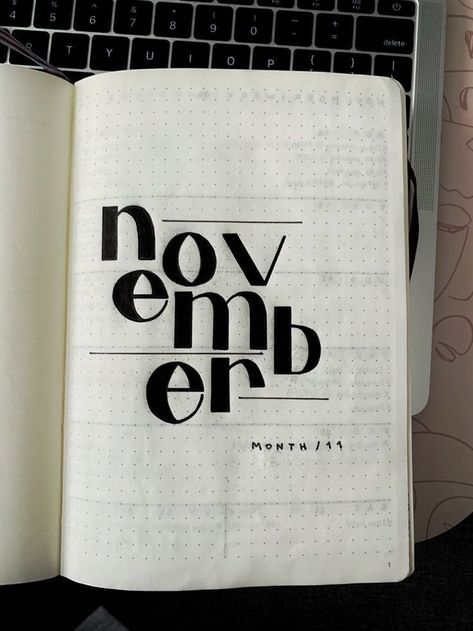 November Diary Ideas, 2024 Notebook Ideas, Bujo Aesthetic Ideas, November Aesthetic Journal, Bujo Ideas November, Notebook Creative Design, November Journal Ideas Aesthetic, 2024 Journal Ideas Aesthetic, New Month Journal Page