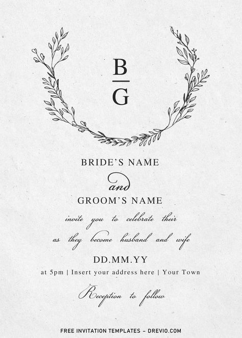 Monogram Invitation, Invitation Letter, Invitation Design Template, Free Printable Birthday Invitations, Monogram Wedding Invitations, Free Invitation Templates, Wedding Invitation Card Design, Wedding Fonts, Floral Monogram