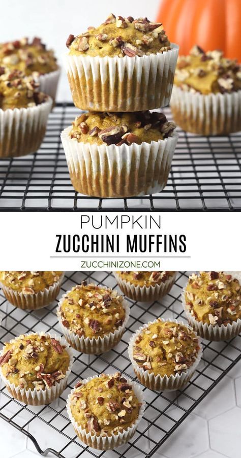 Pumpkin Baking Recipes, Pumpkin Zucchini Muffins, Pumpkin Zucchini, Zucchini Muffin Recipes, Muffins Recipes, Chocolate Banana Muffins, Snack Bites, Pumpkin Recipes Dessert, Zucchini Muffins