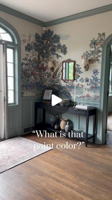 Amanda Moore | Interior Decor • Design on Instagram: "Hands down the most common question I get about my home is “what is that paint color?” I wish I had an easy answer, but this paint is original to the house (circa 1940) and I don’t have a brand or color name. 

I did take a sample to @sherwinwilliams and had it color matched. Take a screen shot at the end of the video of the color formulation! 

I’ve had a few people reach out to say they have used this color in their home and I’m so glad you all love it as much as I do! 

#paintcolors #lightandmoody #wallpaper #oldhouselove #houseandhome #mycurrentdesignsituation" Wallpaper Paint Combo, Paint And Wallpaper Combo, Wallpaper And Paint Combination, Paint Combinations, Living Room Redo, Paint Matching, New England Style, French Cottage, Room Redo