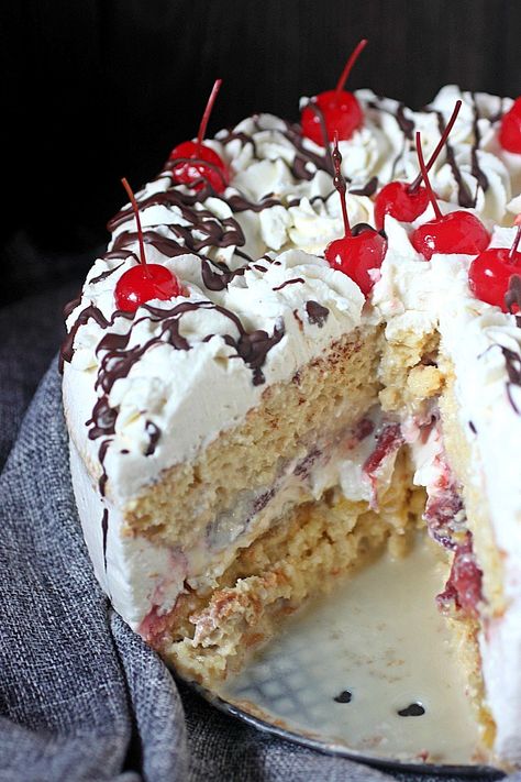 Banana Split Tres Leches Cake - Mind Over Batter Tres Leches Banana Cake, Banana Bread Tres Leches Cake, Tres Leches Fruit Cake, Strawberry And Cream Tres Leches Cake, Fruity Pebbles Tres Leches Cake, Flavored Whipped Cream, Banana Split Cake, Tres Leches Cake Recipe, Tres Leches Cake