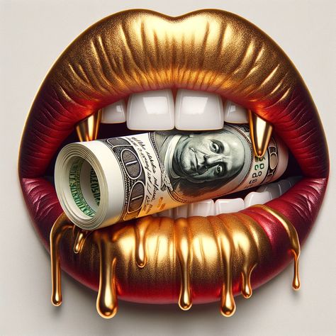 Lips With Money, Money Tattoo Ideas, Cartoon Kiss, Dollar Tattoo, Money Roll, Desenho Tom E Jerry, Pop Art Lips, Lips Art Print, Album Art Design