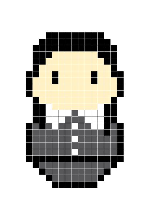 Wednesday Addams Pixel Art, Wednesday Perler Bead Patterns, Wednesday Addams Perler Beads, Wednesday Hama Beads, Wednesday Addams Crafts, Wednesday Pixel Art, Addams Family Pixel Art, Michael Myers Pixel Art Grid, Ghastly Perler