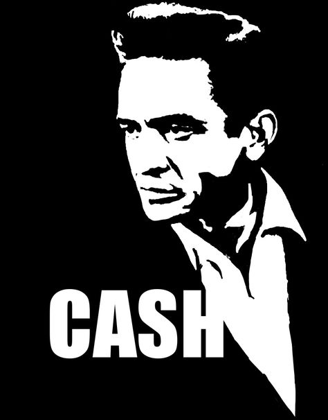 Johnny Cash Silhouette, Celebrity Silhouette Art, Johnny Cash Drawing, Cash Illustration, Stencil Portrait, Johnny Cash Art, Black Stencil, Johnny Cash June Carter, Johnny And June