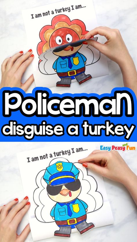 Turkey Disguise Project Police Officer, Police Turkey Disguise, Disguise A Turkey Fireman, Police Officer Turkey In Disguise, Disguise A Turkey, Turkey Drawing, Turkey Disguise Project, Turkey Project, Police Outfit