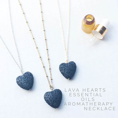 LAVA Rock diffuser jewelry for essential oils  lava heart Lava Rock Jewelry, Necklaces Black, Oil Diffuser Necklace, Rock Necklace, Essential Oil Necklace Diffuser, Diffuser Jewelry, Diffuser Necklace, Gold Heart Necklace, Jewelry Essentials