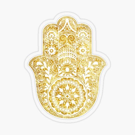 Hamsa Design, Elephant Stickers, Hand Sticker, Gold Hamsa, Color Collage, Gold Stickers, Pink Wedding Flowers, Jewish Art, Color Balance