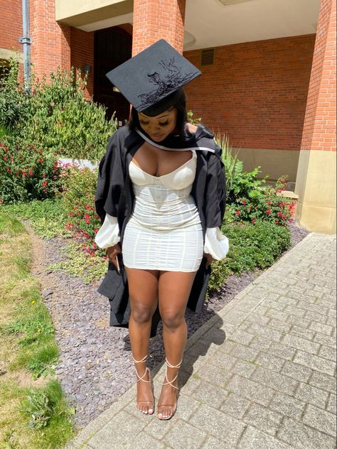 Graduation dress Grad Outfits Black Women, Cute Dress For Graduation, Graduation Inspo Black Woman, Cute Graduation Outfits High School, Graduation Dress Inspo 2023, Black Graduation Dress Black Women, Dresses Under Graduation Gown, Outfits To Wear Under Graduation Gown, Graduation Dress Ideas Black Women