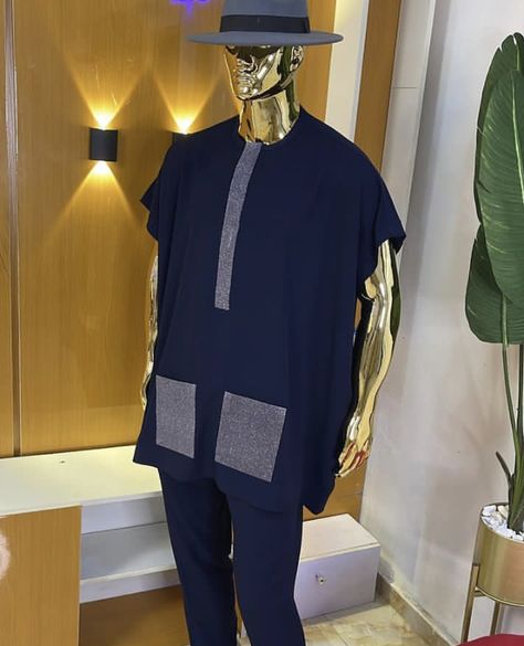 Navy blue kaftan Men Kaftan African Fashion For Wedding, Men Up And Down Styles Cloth, Caftan Dress For Men, Dashiki Styles For Men, Dansiki Styles Men, Latest Men Senator Designs, Men Kaftan Designs, Men African Fashion, Latest African Wear For Men