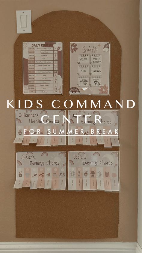 DIY Kid's Command Center Kids Command Center Ideas, Mom Command Center, School Command Center For Home, Homeschool Command Center, Command Center Printables, Fridge Command Center, Simple Command Center Kitchen, Kids Command Center, Family Schedule Board Command Centers