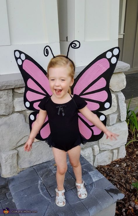 Monarch Costume, Toddler Butterfly Costume, Butterfly Wings Diy, Pink Monarch Butterfly, Butterfly Costume Kids, Diy Butterfly Costume, Monarch Butterfly Costume, Butterfly Halloween Costume, Butterfly Halloween