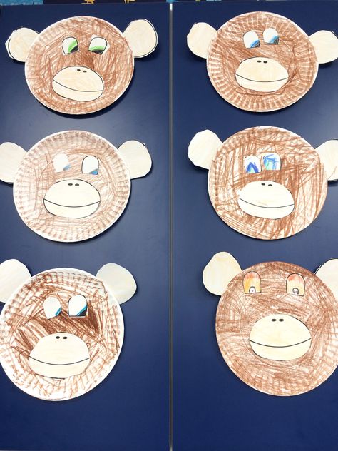 Paper plate monkeys Paper Plate Monkey, Animal Math, Zoo Crafts, Paper Plate Animals, Monkey Crafts, Preschool Projects, Activities Ideas, Monkey Art, Gambling Party