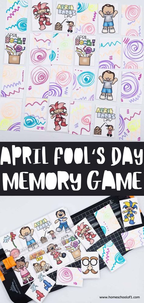 Dive into the playful spirit of April Fools' Day with our free printable matching game! Perfect for families looking to add some lighthearted fun to their day, this game features 12 whimsical April Fool's themed images. Simply print, customize the card backs for extra creativity, and get ready for a giggle-filled memory challenge. Ideal for preschoolers and kids at heart, this game promises April Fools' Day fun! Printable Matching Game, 1st Of April, Kids At Heart, Memory Match Game, Memory Games For Kids, Fools Day, Memory Game, Game Printable, April Fools Day