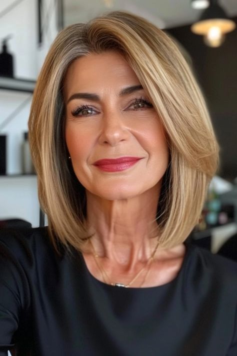 Bob Hairstyles Volume, Lobs For Women Over 50, Volume Bob Hairstyles, No Maintenance Haircut, Long Bob Hairstyles For Fine Hair 2024, Layered Lob Haircut, Lob Haircut Straight, Dark Blonde Bobs, Lob Haircut Layered