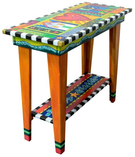 Painted Tables Ideas, Whimsical End Table, Funky Painted Furniture & Tools, Hand Painted Side Table, Whimsical Painted Furniture Table & Bar Stools, Hand Painted Chairs Table & Bar Stools, Painted Tables, Whimsical Painted Furniture, Boho Furniture