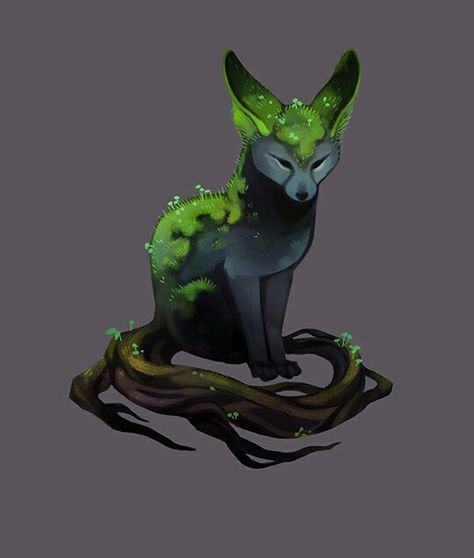 Fern A mythical fox with tree platform or birth. Is beautiful and has sweet scent. Friends of all animals. Is open for rp Green, Black