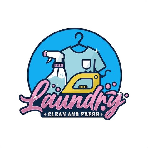 Laundry clean and fresh design logo | Premium Vector #Freepik #vector #laundry-service #laundry #laundry-basket #clothes-basket Laundry Care Symbols, Laundry Logo, Create A Business Logo, Laundry Icons, Laundry Symbols, Laundry Design, Beautiful Logos Design, Cleaning Logo, Unique Logo Design