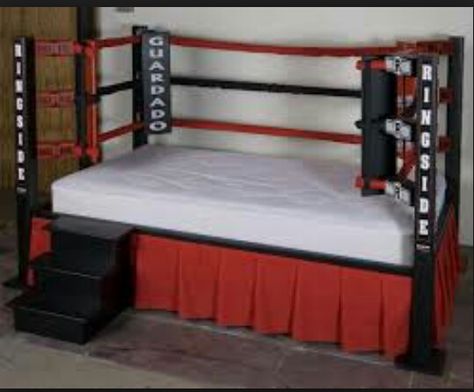 Make into a couch for man cave Kids Beds Ideas, Wwe Bedroom, Cool Beds For Kids, Boy Sports Bedroom, Beds Ideas, Kids Twin Bed, Sport Bedroom, Boxing Ring, Children Room Boy