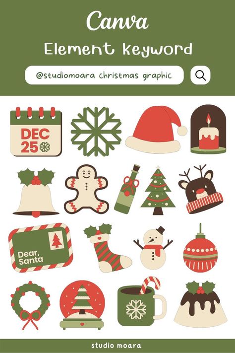 Chrismast Decoration Ideas, Christmas Poster Design, Scrapbook Graphics, Xmas Sticker, Keyword Elements Canva, Canvas Learning, City Drawing, Hello Kitty Drawing, Canva Element