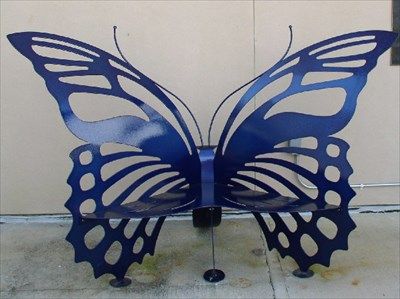 Butterfly Bench, Mosquitoes Remedies, Butterfly Park, Side Chairs Living Room, Wrought Iron Decor, Native Plant Gardening, Metal Garden Art, Steel Art, Butterfly Wing