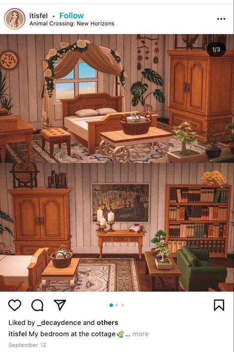 Animal Crossing House Ideas Interior, Acnh Cottagecore House, Cottagecore House Interior, Ranch Bedroom, Cottagecore Interior, Cottagecore House, Ranch Furniture, Acnh Cottagecore, Ac New Leaf