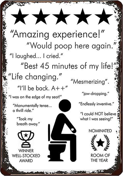 Amazon.com: Retro Vintage Toilet Reviews Metal Tin Sign Home Bar Cafe Retaurant Wall Decor Signs 12x8inch : Home & Kitchen Vintage Toilet, Bathroom Posters, Funny Bathroom Decor, Funny Bathroom Signs, A Silent Voice, Bathroom Humor, Bathroom Signs, Bathroom Art, Funny Signs