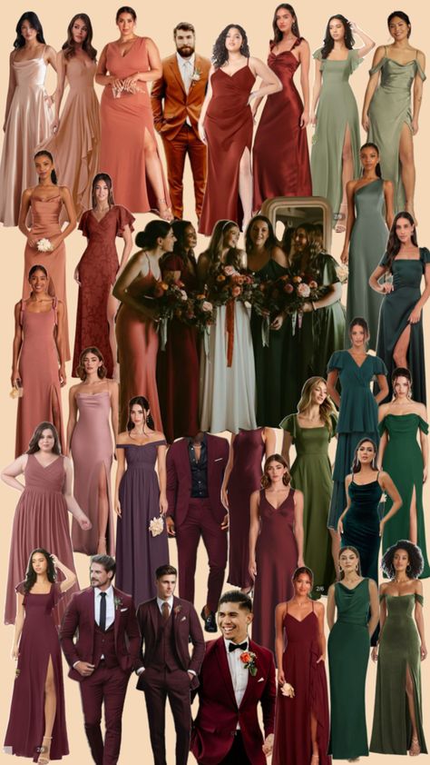 Burgundy Color Palette Bridesmaids, Mixed Bridesmaid Dresses Winter, Bridal Party Ideas, Burgundy Colour Palette, Fall Bridesmaid, Maroon Bridesmaid Dresses, Fall Bridesmaids, Engagement Reception, Fall Bridesmaid Dresses