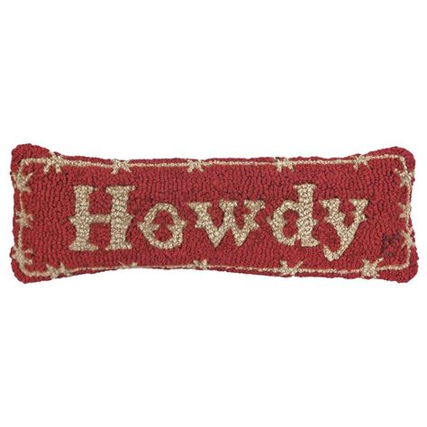 Howdy Hooked Wool Rectangle Pillow Hand Hooked Pillows, Western Bedding Sets, Country Western Decor, Western Blankets, Cowboy Accessories, Western Bedding, Black Forest Decor, Cowboy Decorations, Hooked Pillow