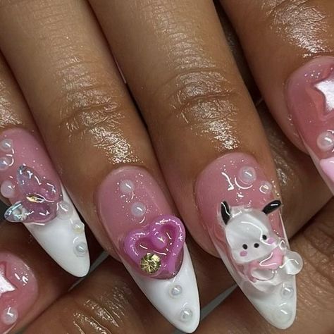 @pixinailz on Instagram‎: "pochacco!૮ ･ ﻌ･ა₊˚⊹ᰔ  #sanrionails"‎ Sanrio Nails Pochacco, Pochacco Nails, Kawaii Nails, I Love Nails, Love Nails, Nails Inspiration, Cute Nails, Nail Inspo, Diy Ideas