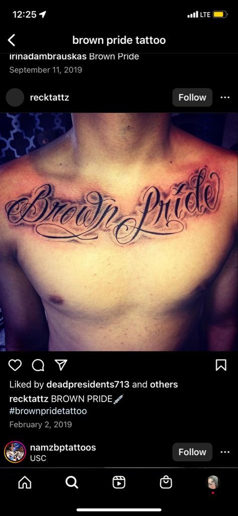 Brown Pride Tattoos, Pride Tattoo, Brown Pride, Tattoo Fonts, Tattoos, Quick Saves