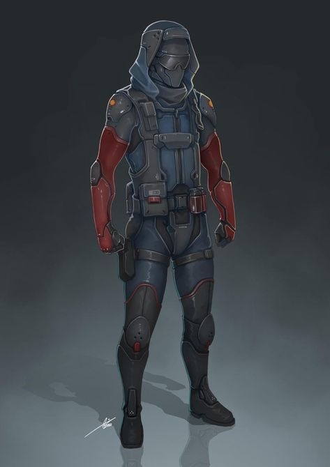 Vigilante Suit Design Male, Super Suit Male, Stealth Armor Dnd, Futuristic Mercenary, Futuristic Superhero Suit, Vigilante Suit Concept Art, Tactical Superhero Suit, Male Vigilante Costume Design, Hero Suit Design Male