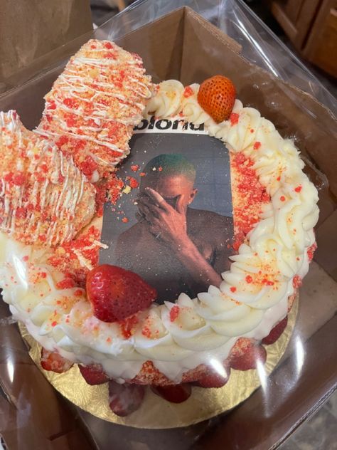 strawberry shortcake, Frank ocean cake , blonde cake , Frank ocean, I love frank ocean Sweet 16 Frank Ocean Cake, Frank Ocean Birthday Party, Frank Ocean Cake Ideas, Frank Ocean Promposal, You Ain’t A Kid No More Frank Ocean Cake, Frank Ocean Nails, Frank Ocean Birthday, Frank Ocean Cake, Goofy Cake