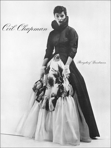 Early 60s Fashion, 1959 Fashion, Ceil Chapman, Magazine Advertisement, Evening Gown Dresses, Retail Store Design, Vintage Models, 1940s Fashion, 60s Fashion