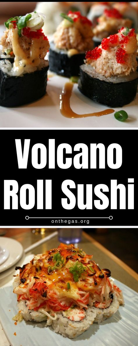 Volcano Sushi Roll Recipe, Volcano Roll Sushi, Cooked Sushi Rolls, Volcano Roll, Kitchen 101, Sushi Board, Sushi Recipes Homemade, Gold Food, Sushi Roll Recipes