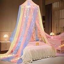 Canopy Bed Decor, Canopy Bed Curtain, Princess Bed Canopy, Bed Canopy With Lights, Bedroom Princess, Kids Nook, Princess Canopy Bed, Princess Canopy, Canopy Bed Curtains