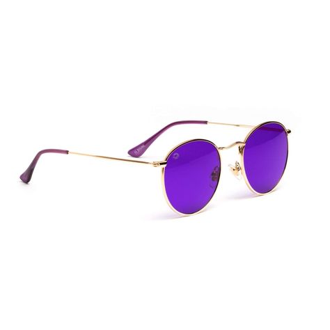 Violet Color Sunglasses in ROUND 2.0 Gold Frame by RainbowOPTX — Rainbow OPTX™ Box Sunglasses, Indigo Purple, Color Sunglasses, Purple Sunglasses, Indigo Color, Chakra Colors, Sunglasses Round, Violet Color, Round Frames