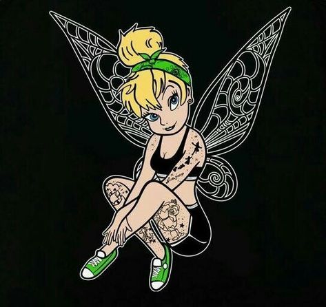 Tinkerbell Drawing, Emo Disney, Tinkerbell Quotes, Tinkerbell Coloring Pages, Tinker Bell Tattoo, Tinkerbell Pictures, Disney Punk, Goth Disney, Tinkerbell Fairy