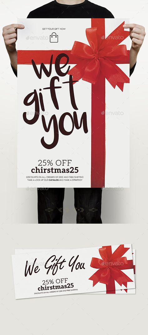 Gift Card Campaign, Birthday Promotion Design, Gift Poster Design Ideas, Gift Card Poster Ideas, Gift Card Advertising, Christmas Marketing Gifts, Gift Poster Design, Christmas Promotion Design, Gift Card Poster