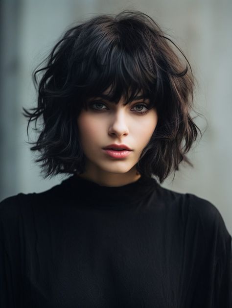 Hangodango on tiktok Short Hairstyle Women Messy, Short Shag With Bangs Layered Cuts, Short Shaggy Haircuts With Bangs, Wolf Cut Hair Corto, Wolf Cut Short Hair With Bangs, Short Wavy Haircuts With Bangs, Shaggy Lob With Bangs Round Faces, Wolf Cut Bob, Short Wolfcut With Bangs