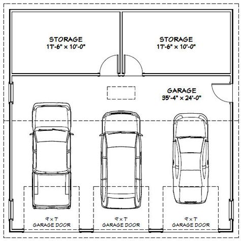 Three Car Garage Plans, Car Garage Plans, Parking Plan, Farmhouse Garage, Garage Addition, Garage Dimensions, Carport Garage, Garage Floor Plans, Barn Garage