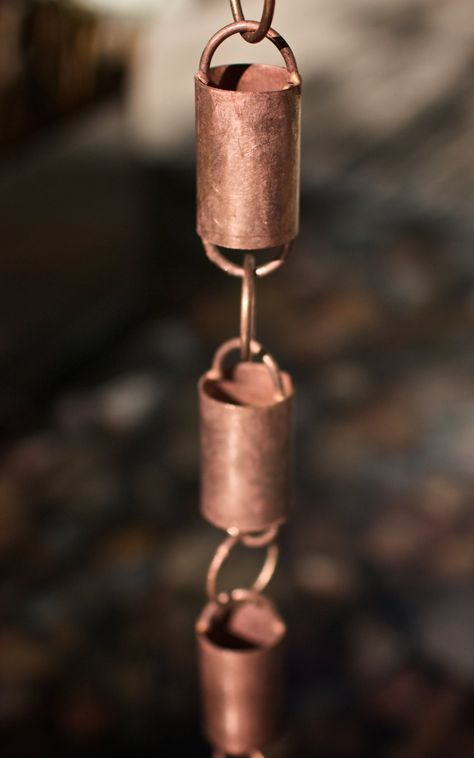 Amazon.com: All Copper Channel Link Rain Chain by Rain Chains Direct (8.5 Feet): Patio, Lawn & Garden Copper Rain Chain Ideas, Stone Rain Chains, Rain Catcher Chain, Black Circle Link Rain Chains, Cooper Rain Chain, Copper Rain Chains, Copper Gutters, How To Install Gutters, Rain Gutters