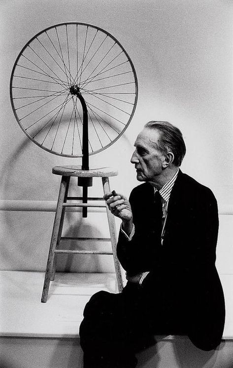 Julian Wasser - Marcel Duchamp with his bicycle wheel, 1963 | 1stdibs.com Francis Picabia, Dada Art, Marcel Duchamp, Alfred Stieglitz, Bicycle Wheel, Rene Magritte, Action Painting, Man Ray, 인물 사진