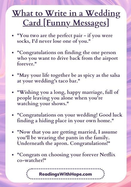 Funny Wedding Card Messages Wedding Message For Friend, Rockstar Wedding, Taco Bar Wedding, Congrats On Your Wedding, Wedding Message, Things To Write, Wedding Card Messages, Funny Wedding Cards, Sign For Wedding