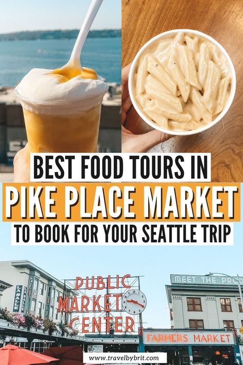 If you're looking for the best way to explore Pike Place Market in Seattle, consider booking one of these guided tours through the market. Whether you are a chocoholic, seafood lover, or plant-based eater, you will find a tour on this list to suit your taste (no pun intended!). #pikeplacemarket #pikeplacemarketseattle #pikeplacemarkettours Seattle Travel Guide, Seattle Trip, Pike Place Market Seattle, West Coast Travel, Seattle Photography, Seattle Food, Washington State Travel, Seattle Travel, Washington Travel