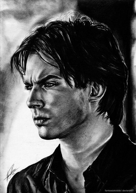 Vampire Diaries Fanart, Ian Somerhalder Drawings, Old Man Pictures, Vampire Drawings, Ian Somerhalder Vampire Diaries, Vampire Diaries Poster, Damon Salvatore Vampire Diaries, Vampier Diaries, Made Me Laugh