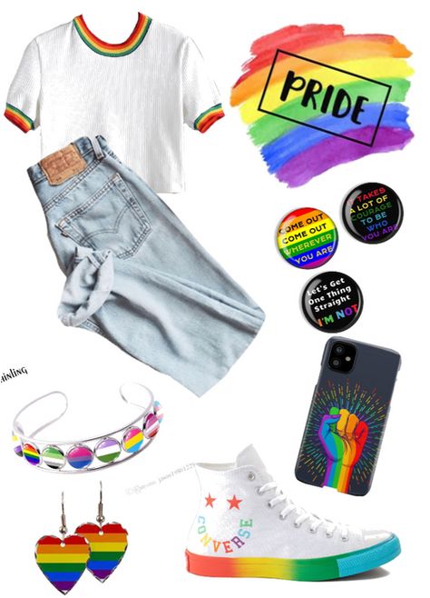 I’M GAY Outfit | ShopLook Rainbow Masc Outfits, Gay Girl Outfits, Pride Fits, Queer Outfits, Lgbtq Outfit, Pride Ideas, Gay Outfits, Lgbtq Fashion, Pride Stuff