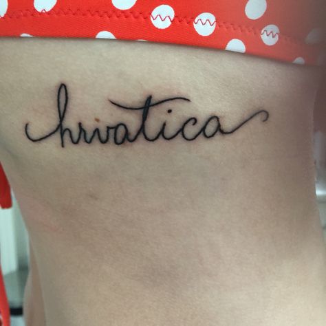 "Hrvatica." Meaning a proud woman of Croatian blood Croatia Tattoo Ideas, Croatian Tattoo Meaning, Croatian Traditional Tattoo, Traditional Croatian Tattoo Meaning, Croatia Tattoo, Traditional Croatian Tattoo, Old Croatian Tattoo, Omis Croatia, Croatian Tattoo