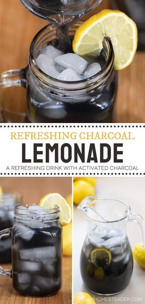 Charcoal Lemonade Recipe, Aqua Frescas, Diy Teas, Charcoal Lemonade, Activated Charcoal Uses, Diet Friendly Desserts, Drinks Lemonade, Drink For Summer, Drinks To Make At Home